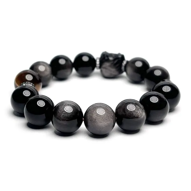 MOUNTAINS AND MANS Obsidian New Chinese Style Good Luck Beaded Bracelet Men's-2