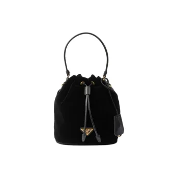 PRADA Velvet Bucket Bags Shoulder Bag Crossbody Bag Handbag Mini Women's Black