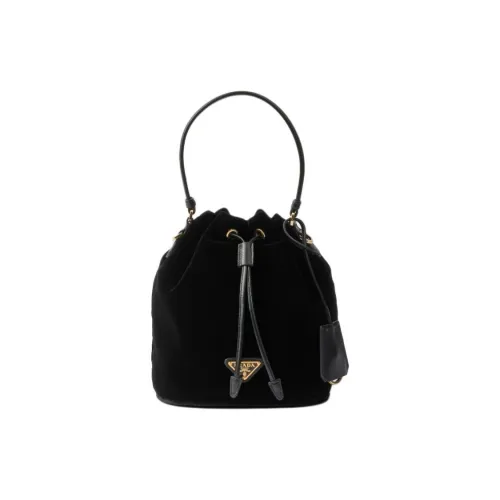 PRADA Velvet Bucket Bags Shoulder Bag Crossbody Bag Handbag Mini Women's Black