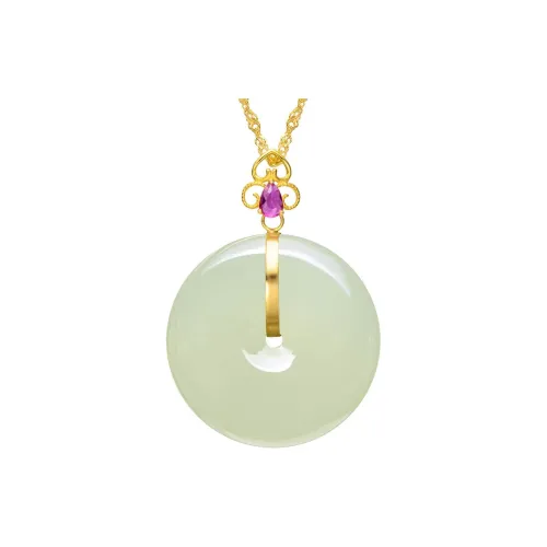 MARY WINDSOR Hetian Jade Clear Water Peace Buckle Pale Greenish-White Jade Women's
