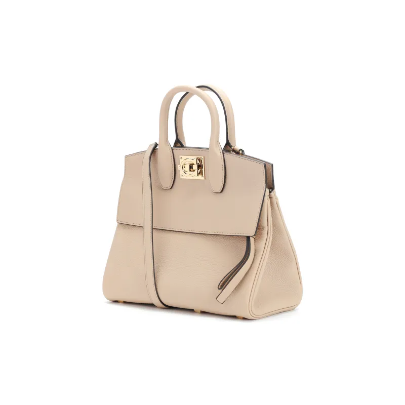 FERRAGAMO Studio Calfskin Shoulder Bag Crossbody Bag Handbag Small Size Women's Light Brown-3