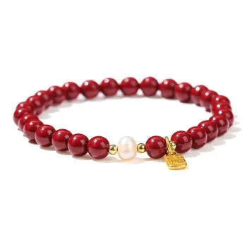 LANMUYINNUO Reconstructed Cinnabar Jade Bracelets Women's
