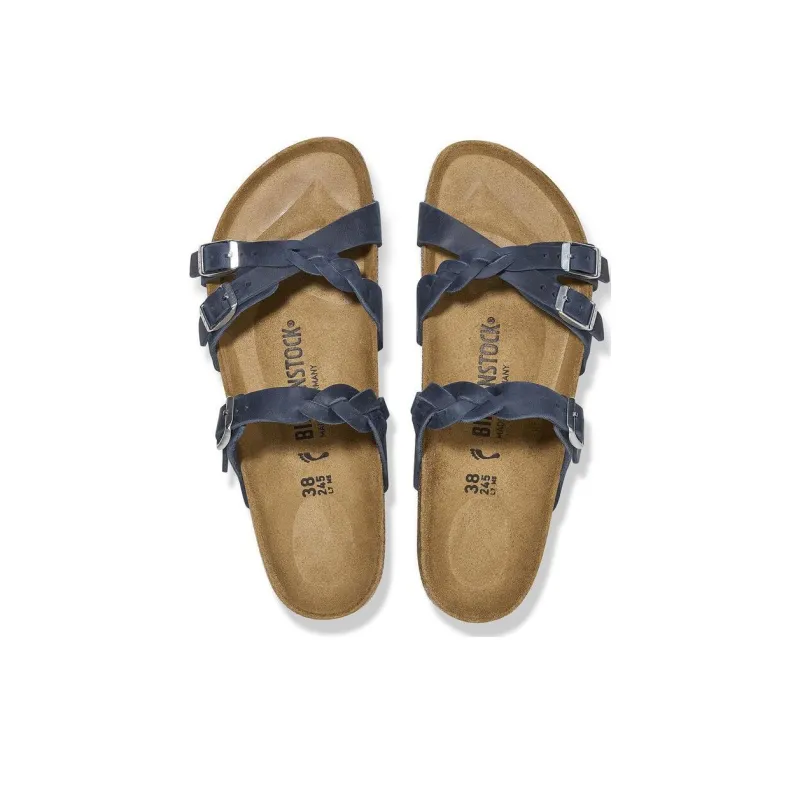 Birkenstock Franca Braided EVA Slip-Resistant Slide Slippers Women's Marine Blue Narrow Fit-4