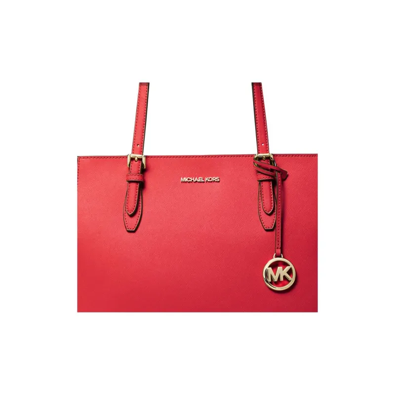 MICHAEL KORS Gilly Saffiano Leather Tote Bag, Shopping Bag, Shoulder Bag, Handbag Tubas Women's Bright Red-2
