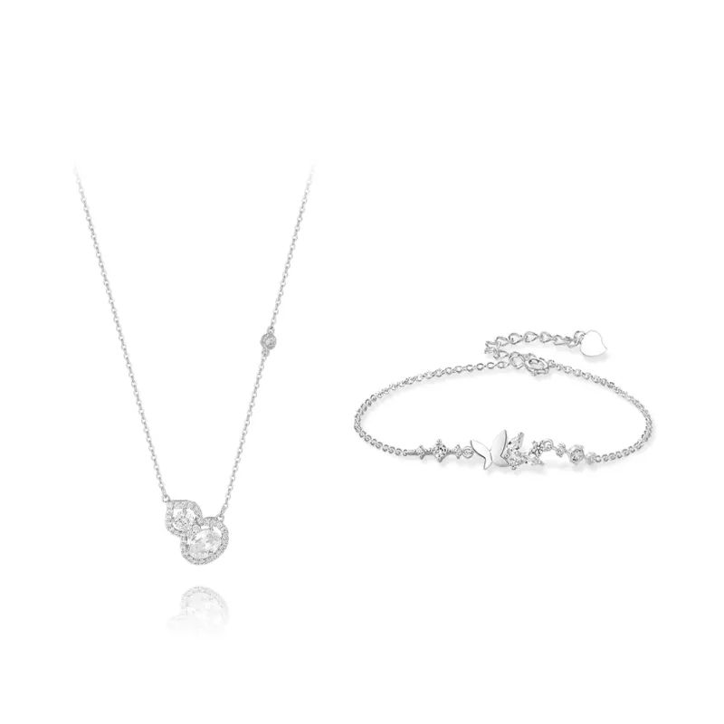 KUMET Zircon Necklaces Women's Same For Couples-3