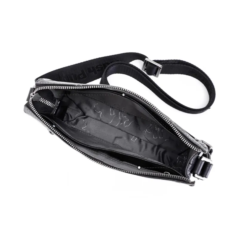 Hush Puppies Cow Leather Crossbody Bag, Shoulder Bag Regular Men's Black-3