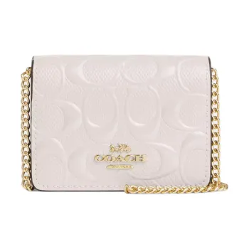 COACH Leather Shoulder Bag, Crossbody Bag Mini Women's Gold & Chalk