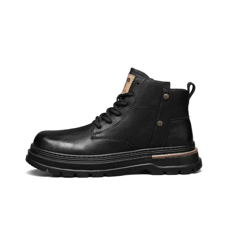 Jeep Vintage Classic Martin Boots Short Martin Boot Men's Black Warrior-0