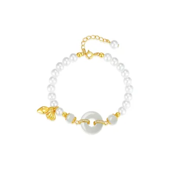 WINY Hetian Jade Bracelets Pale Greenish White Jade Women's