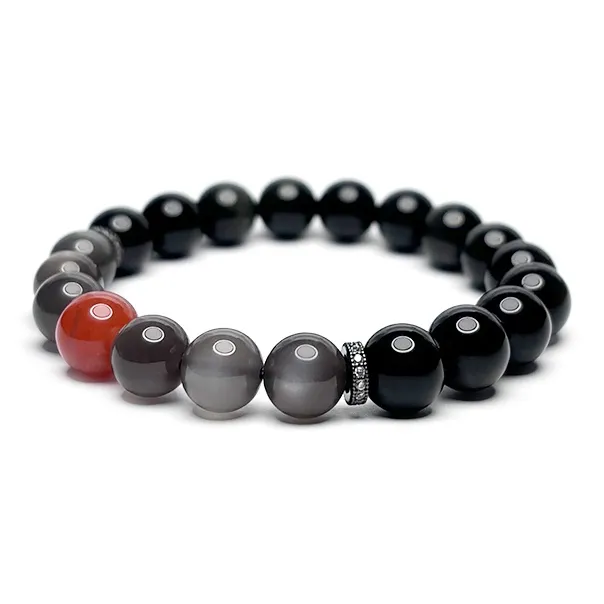MOUNTAINS AND MANS Obsidian New Chinese Style Good Luck Beaded Bracelet Unisex-5