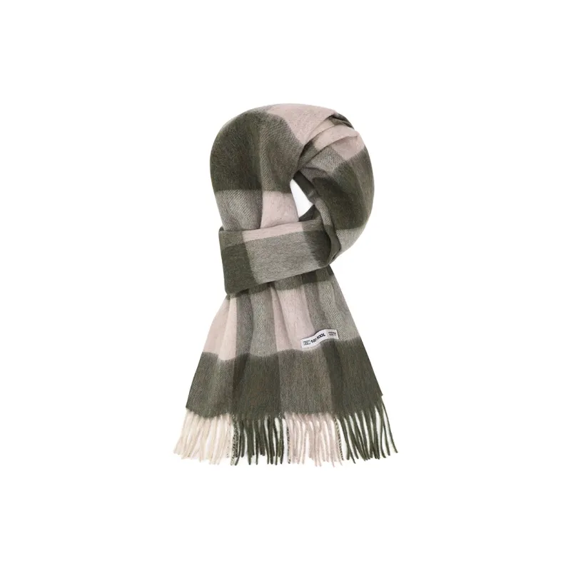 MITHAOL KUSC 100% Sheep Wool Knit Scarves Women's Khaki-10