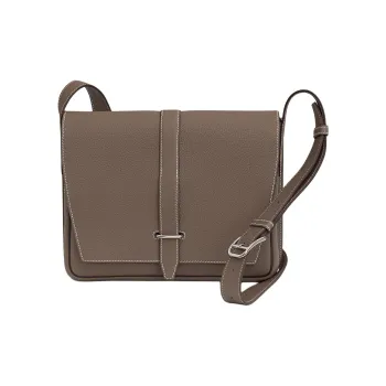 HERMES Steve Light Junior Togo Calfskin Messenger Bag Shoulder Bag Crossbody Bag Men's 18 Etoupe Elephant Gray