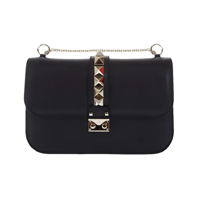 Valentino Cow Leather Shoulder Bag, Crossbody Bag Women's Black-0