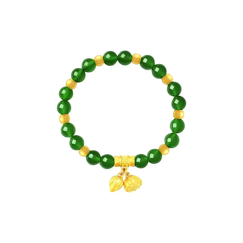 YORISTEINK New Chinese Style Good Luck Lotus Fortune Bead #Good Luck 999 Solid Gold Fixed Price Gold Bracelet Women's-4
