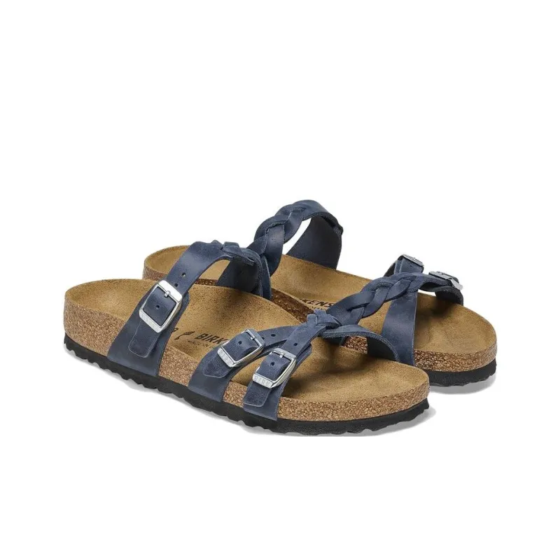 Birkenstock Franca Braided EVA Slip-Resistant Slide Slippers Women's Marine Blue Narrow Fit-3