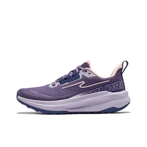 Erke Cushioned Slip Resistant Rebound Low Top Running Shoes Women's Purple Pink