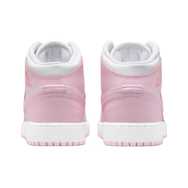 Jordan Air Jordan 1 Anti Slip Wear Resistant Mid Top Children's Basketball Shoes White Unisex-4