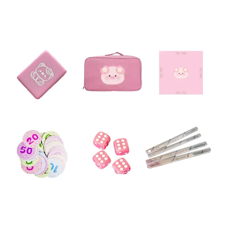 Imono Mahjong Small Size Mini Portable Travel 'Smooth Sailing In Pig Matters' Cute Cartoon Pink 26/30 Board Games-1