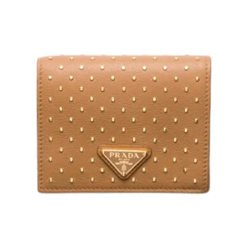 PRADA Leather Wallet Small Size Women's Natural