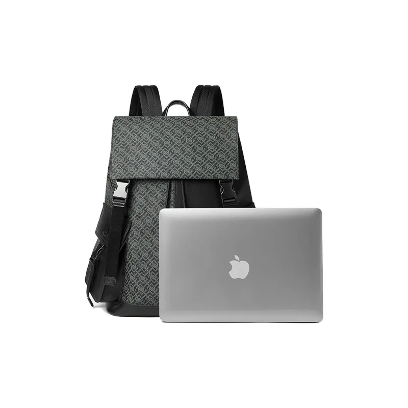 PIERRE CARDIN Cow Leather Backpack Tubas Men's Black & Gray-4