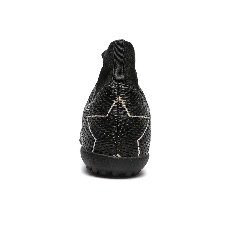 Casillon Cushioning Wear Resistant Lightweight Cushioning Mid Top Kids' Soccer Shoes Black Teenagers-3