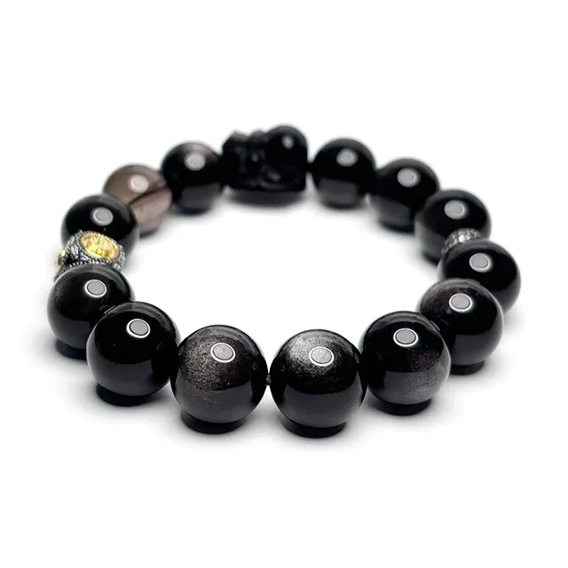 MOUNTAINS AND MANS Obsidian New Chinese Style Good Luck Beaded Bracelet Men's-2