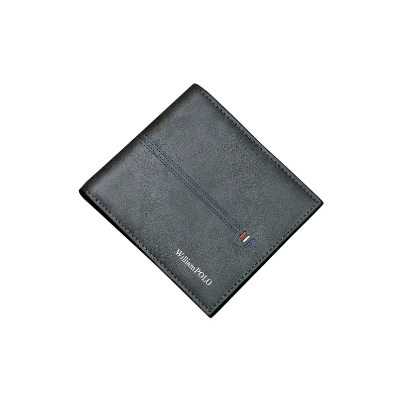 WilliamPOLO Microfiber Synthetic Leather Wallet Men's Blue Gray-7
