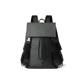 PIERRE CARDIN Cow Leather Backpack Large Size Men's Black & Gray