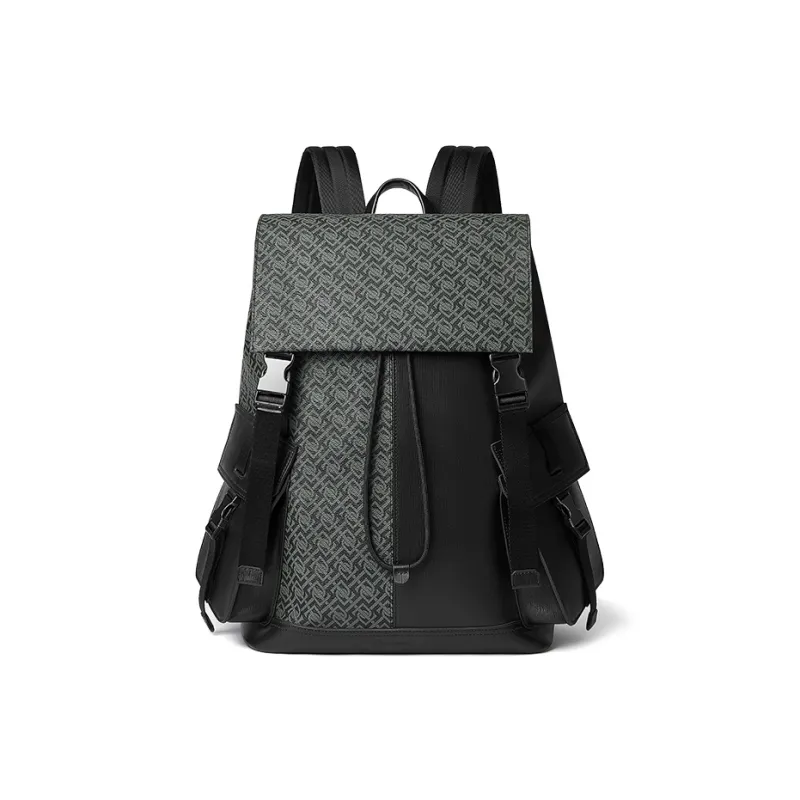 PIERRE CARDIN Cow Leather Backpack Tubas Men's Black & Gray-0