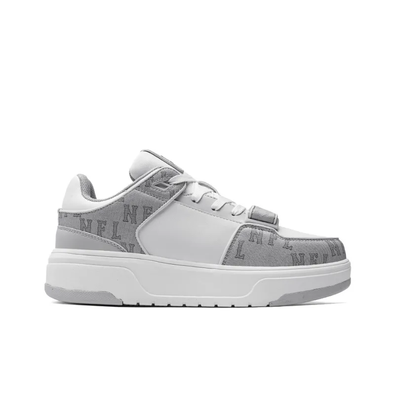 NFL College 1 OG Senior Shoes Low Top Skateboard Shoes Unisex Gray Text On White Gray-1