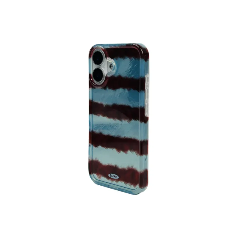 Wei Xin Acrylic Material Blue Brown Zebra Print Phone Cases Compatible With IPhone 16/15 Pro Max/Apple 13/14 Pro Max/12-2