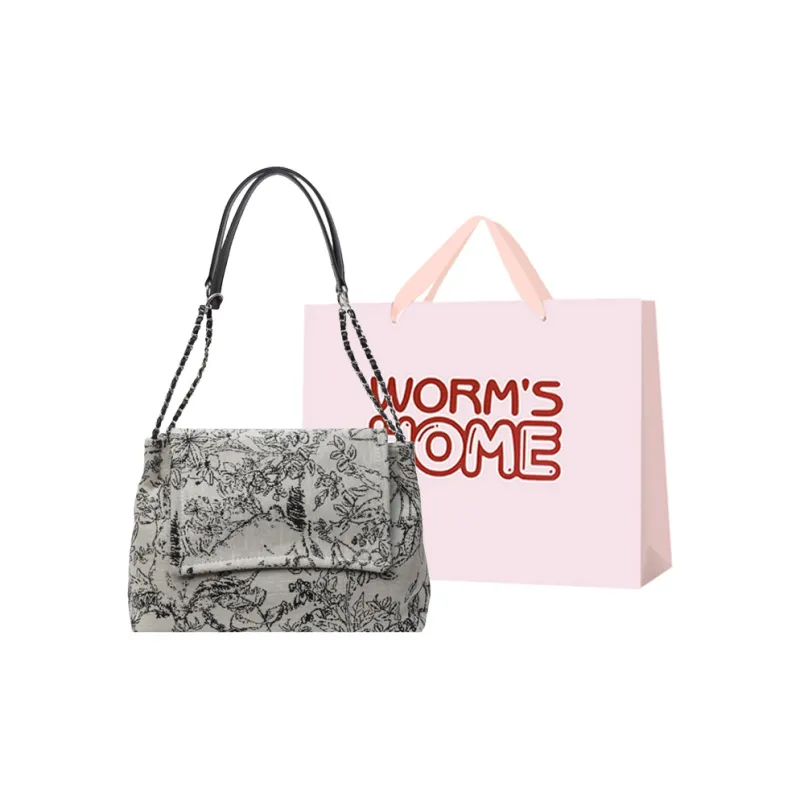 Worm's Home Canvas Handbag, Shoulder Bag Regular Women's Leopard Print/White/Blue-3