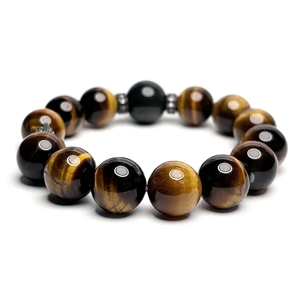 MOUNTAINS AND MANS Tiger's Eye Stone New Chinese Style Good Luck Beaded Bracelet Men's-2