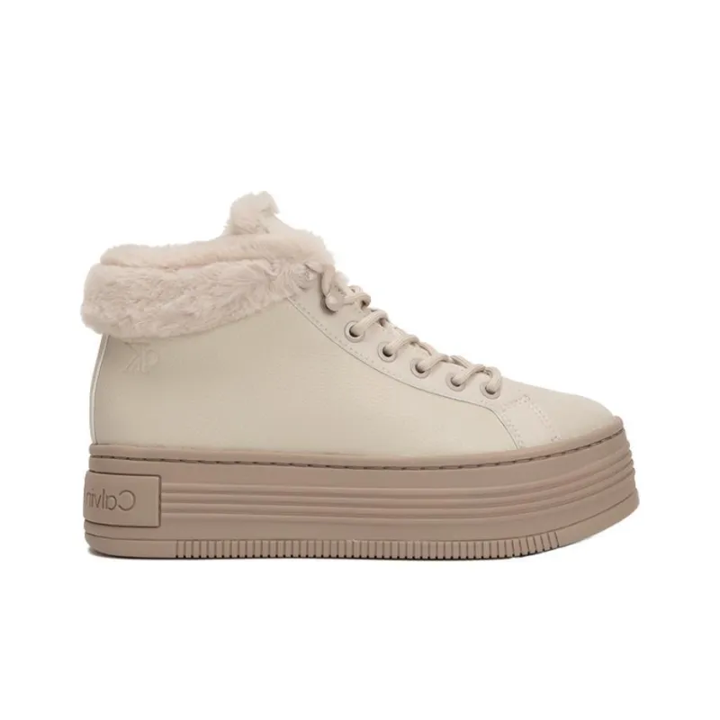CKJ CALVIN KLEIN JEANS Low Top Skateboard Shoes Women's Khaki Beige-1
