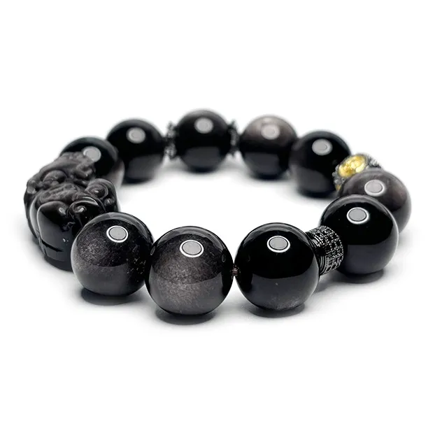 MOUNTAINS AND MANS Obsidian New Chinese Style Good Luck Beaded Bracelet Men's-1