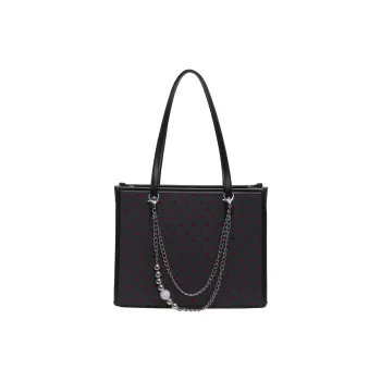 GOX Canvas Bag, Tote Bag, Shopping Bag, Shoulder Bag Women's Gray Heart/Black Heart/Polka Dot Bowknot