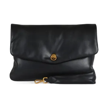 GIANNI CHIARINI Leather Clutches Shoulder Bag Crossbody Bag Extra Large Women's Black