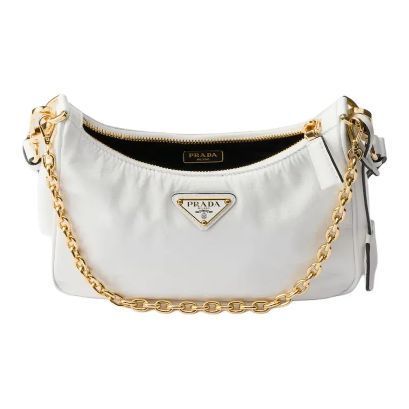 PRADA Re-Edition Naplak Patent Leather Handbag Shoulder Bag Mini Women's White-2