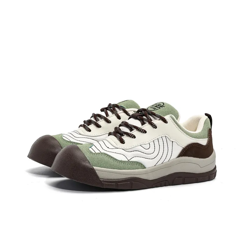 Dafu Leaps Forward Coverage Anti Slip And Wear Resistant Low Top Skateboard Shoes Women's Beige Green-6