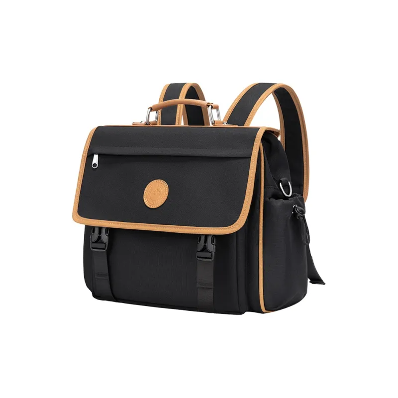 V.NINE Fabric With Synthetic Leather Backpack Large Size Unisex Dusty Gray/Classic Black-9