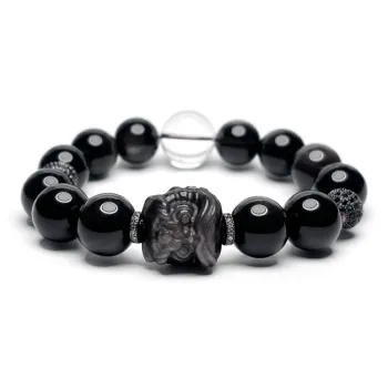 MOUNTAINS AND MANS Obsidian New Chinese Style Good Luck Beaded Bracelet Men's