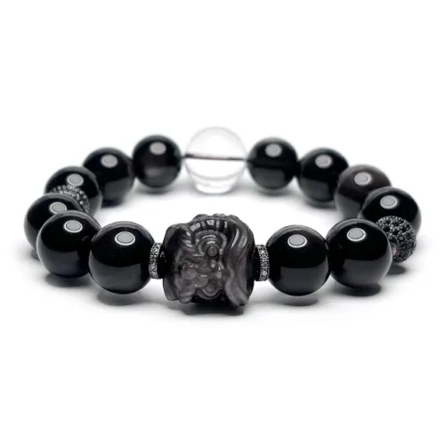 MOUNTAINS AND MANS Obsidian New Chinese Style Good Luck Beaded Bracelet Men's