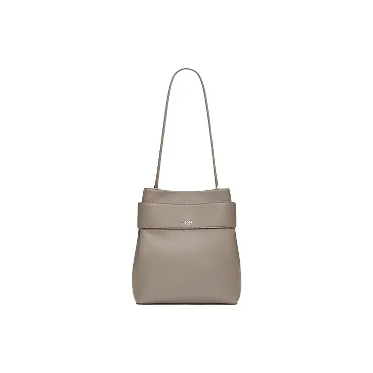 ZESH Medium Size Bucket Bag Shoulder Bag Niche Design Handheld Shoulder Bag Cow Leather Women's Multicolor-0