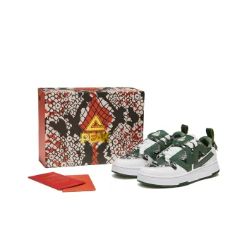 PEAK Basketball Shoes Men Low Top Large White Fern Green