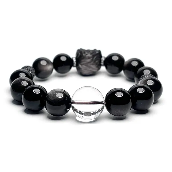 MOUNTAINS AND MANS Obsidian New Chinese Style Good Luck Beaded Bracelet Men's-2