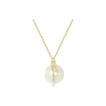 Long Fu Necklace S 925 Sterling Silver Accessory White Jade/Pale Greenish White Jade Women's