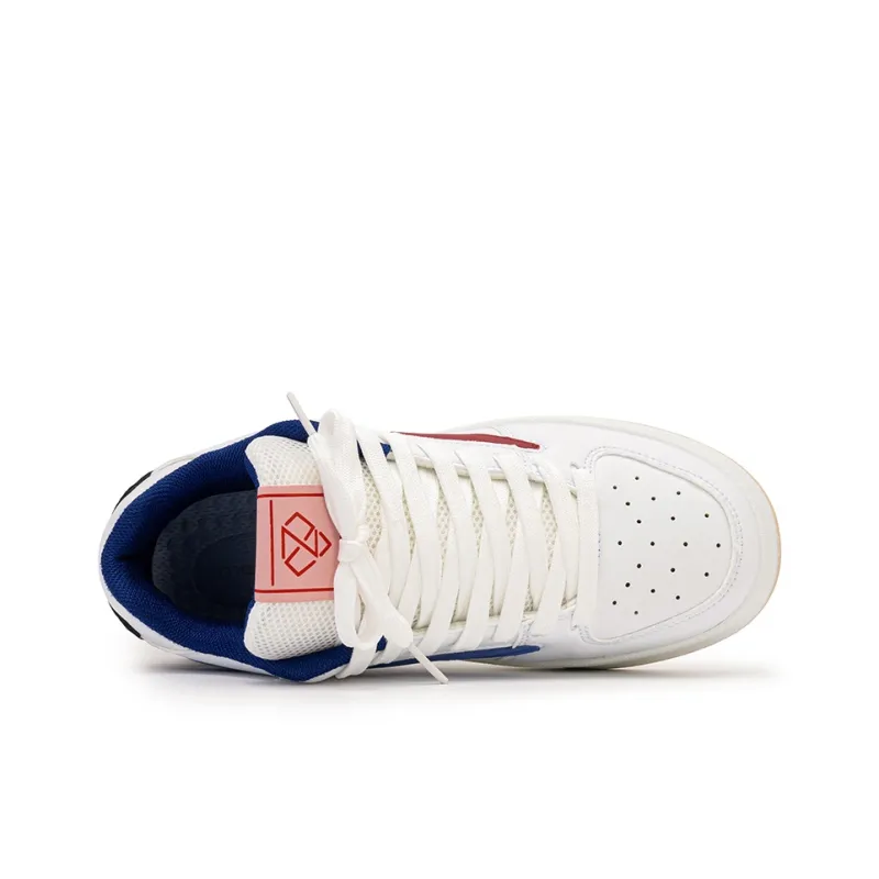 Medd Non-slip Lightweight Low-Top Skateboard Shoes Unisex White And Blue Mandarin Ducks-2