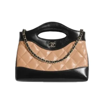 CHANEL Lambskin Handbag, Shoulder Bag, Crossbody Bag Women's Black & Brown