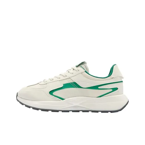 QIAODAN 70 Inches Length X Width Anti Slip Wear Resistant Low Top Casual Shoes Men's Beige Green