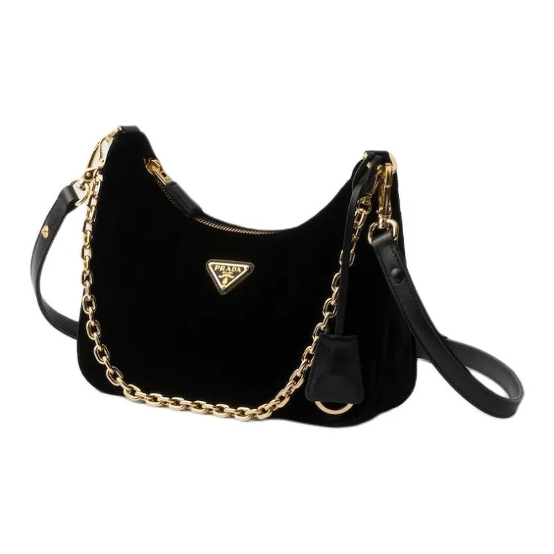 PRADA Velvet Handbag Shoulder Bag Mini Women's Black-1